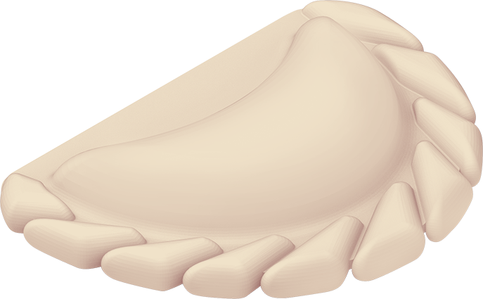 Varenyky con un borde voluminoso