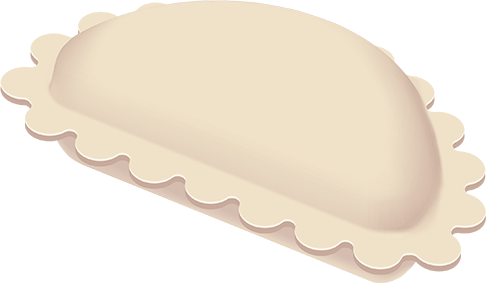 Varenyky con un borde rizado a lo largo del contorno