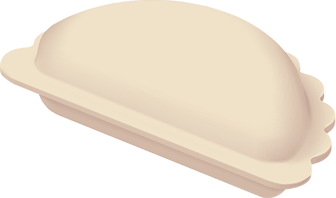 Varenyky con un borde rizado y un borde inferior plano