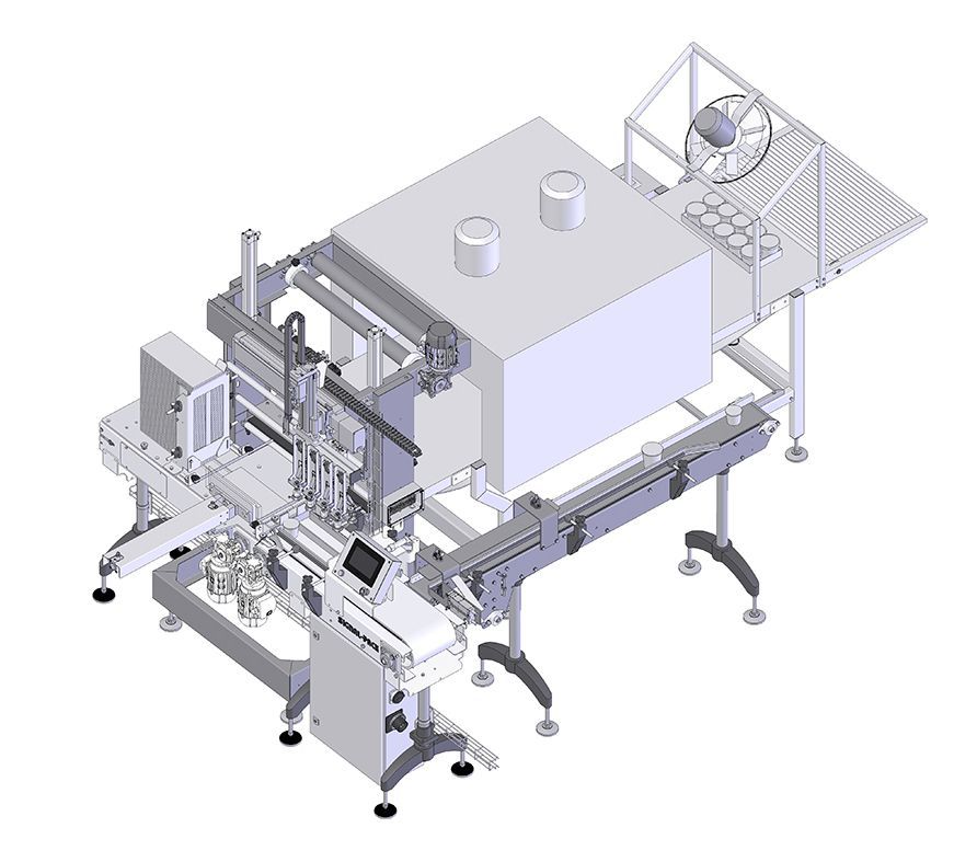 Línea de embalaje para latas de crema agria y yogur