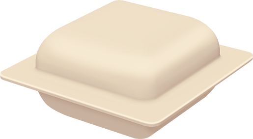 Pelmeni cuadrado con un borde liso